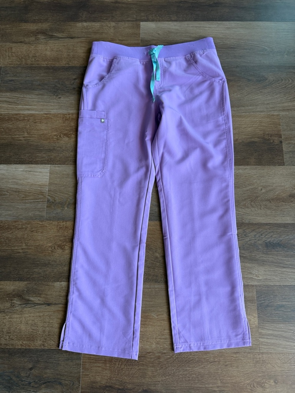 Figs Lilac Dawn Kade Leg Scrub Pants with Teal Drawstring